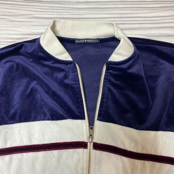 Brandy Melville Blue Velour Felix Bomber Jacket - Picture 6 of 14